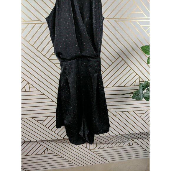 Zara Women's Sleeveless Polka Dot Black Red Romper Tie Back Size Medium - Picture 3 of 9